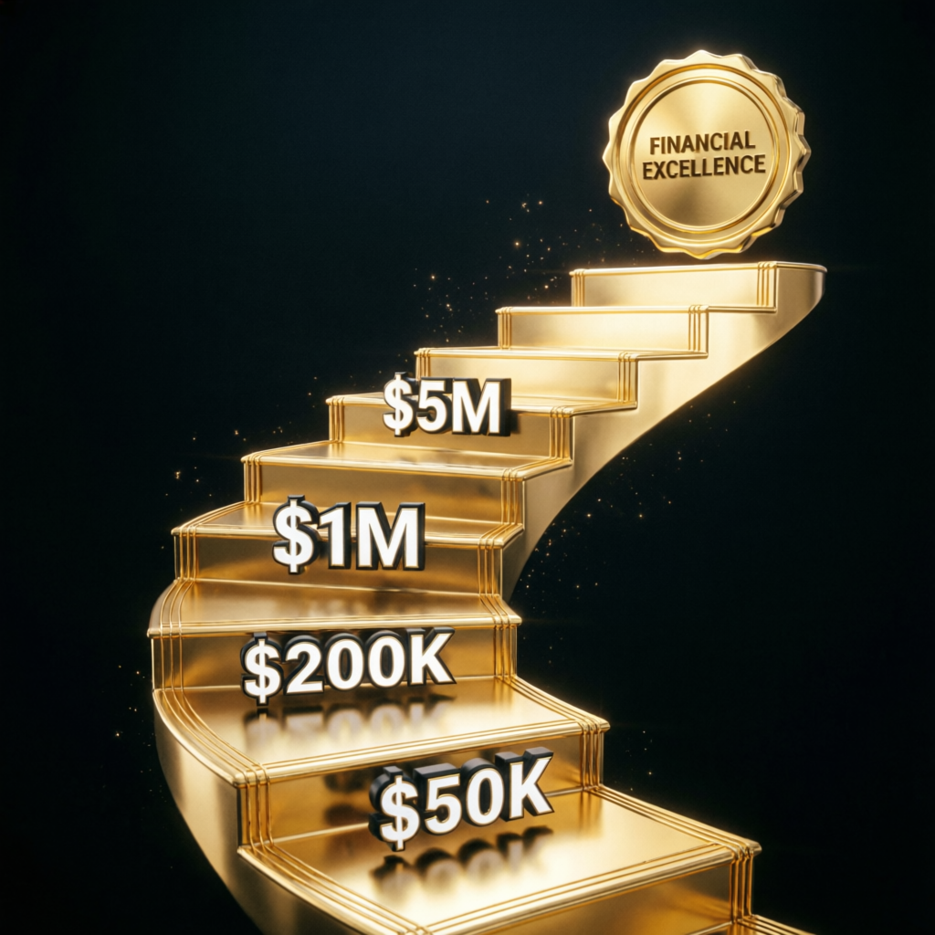 Scaling plan growth visualization with profit milestones