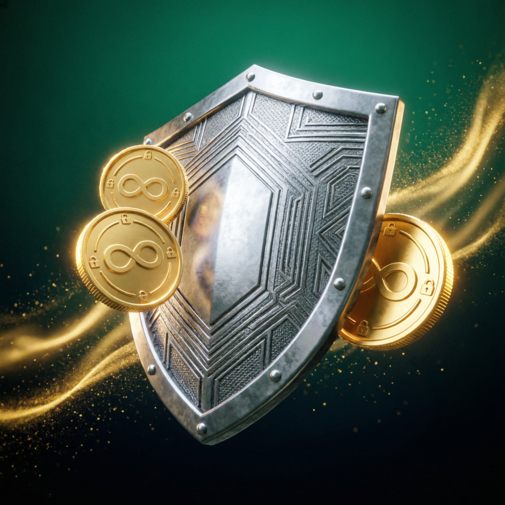 Risk management shield protecting trading capital