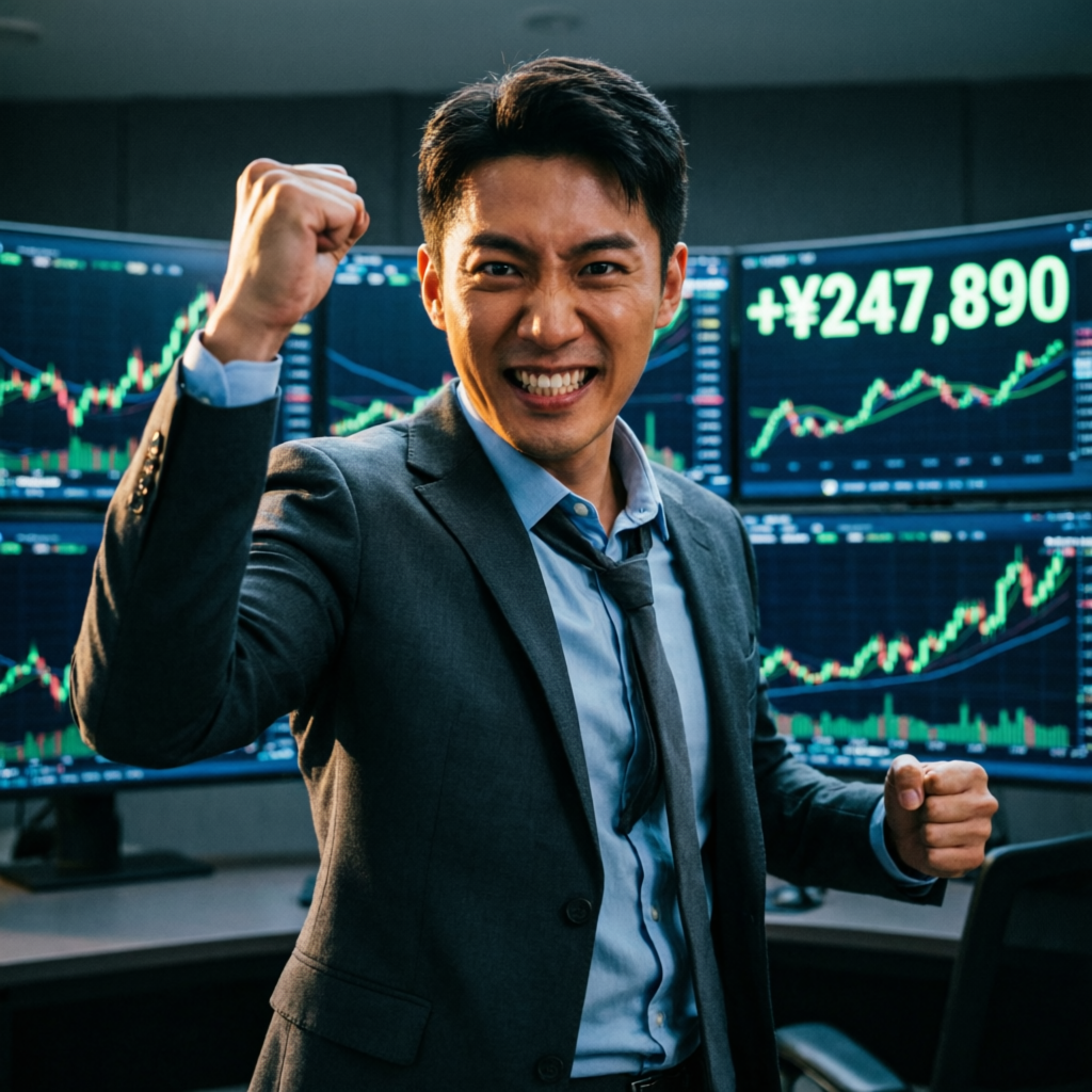 Successful trader celebrating funded account achievement
