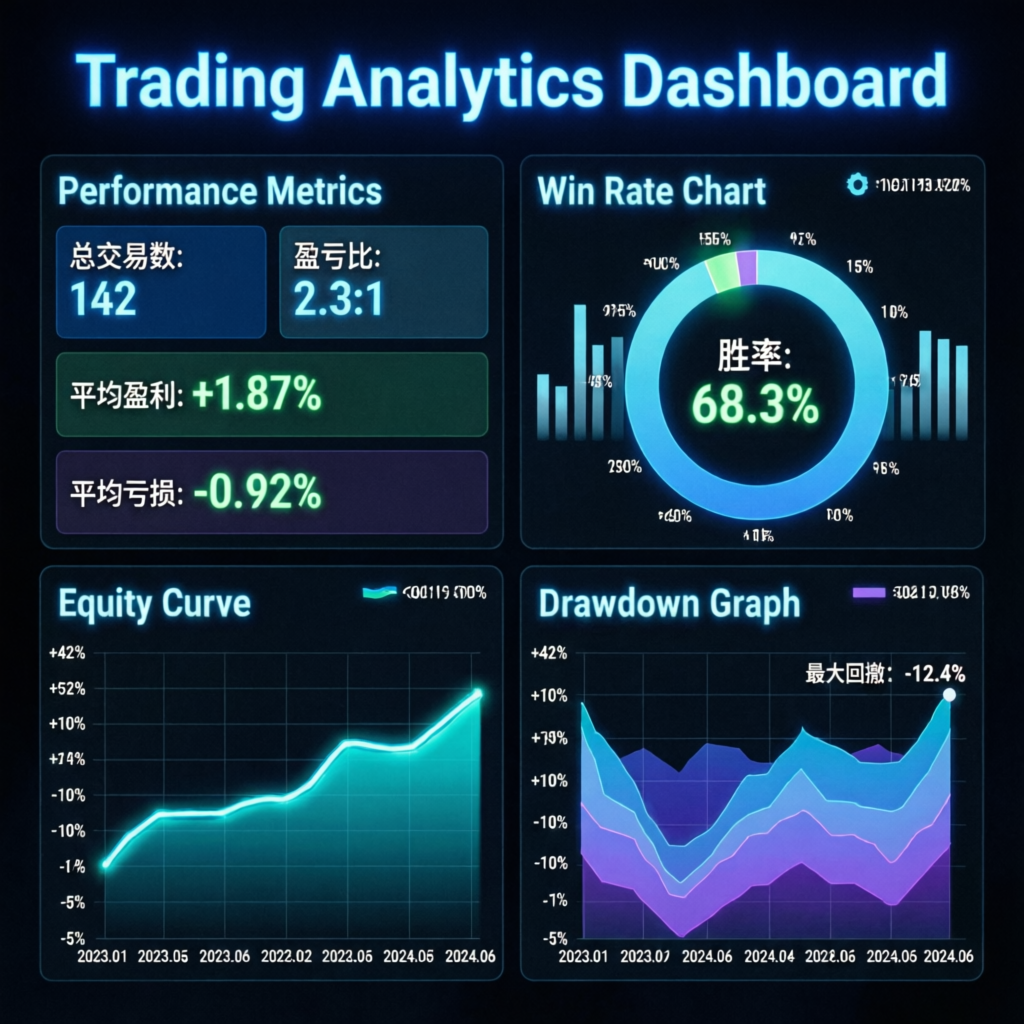 Trading analytics dashboard with performance metrics