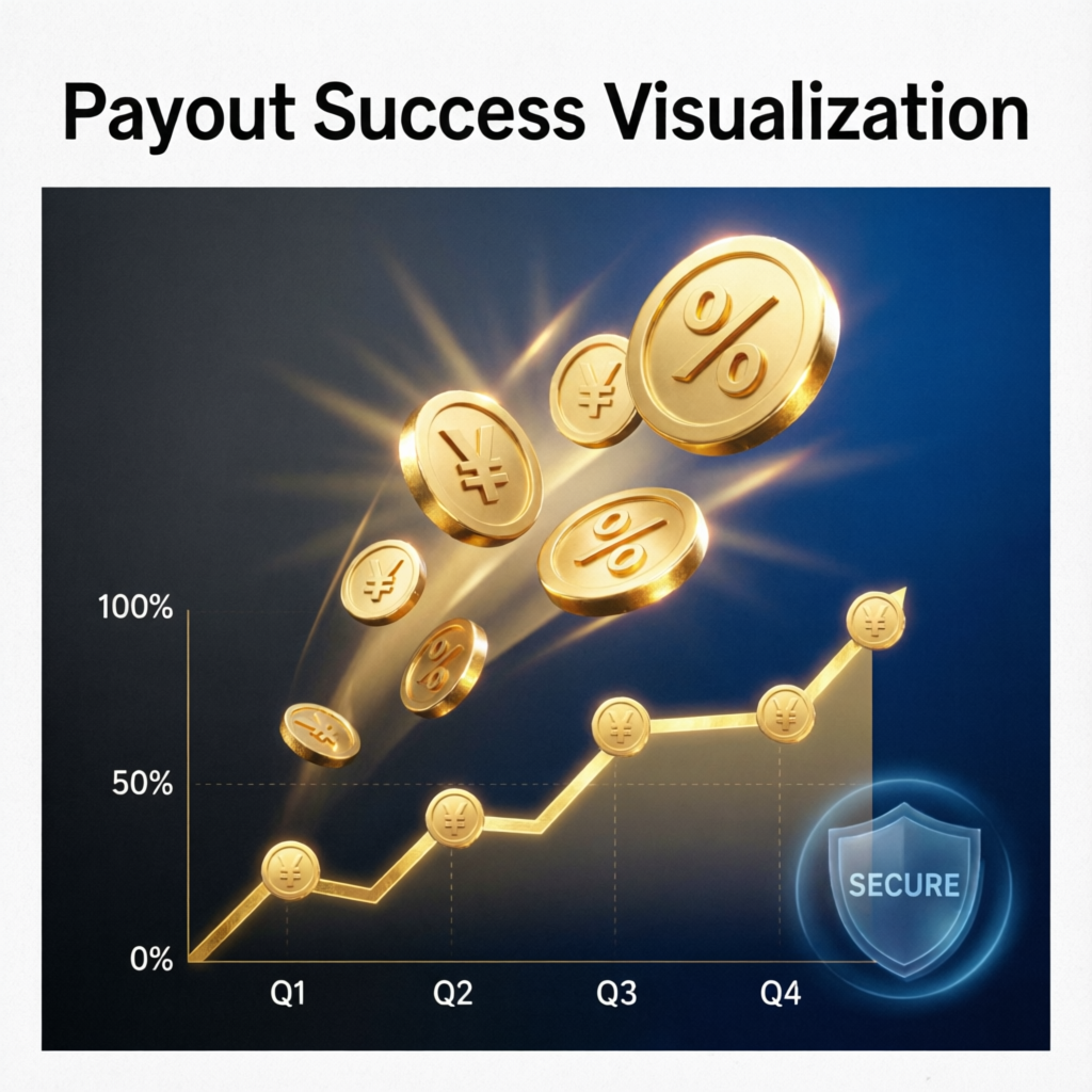 Payout success visualization with profit growth chart