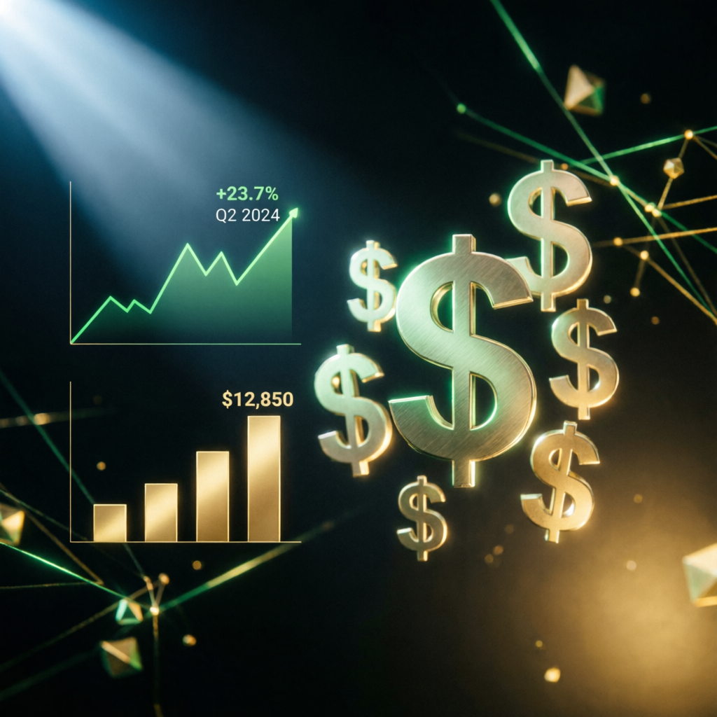 Funded trader payout success with profit charts and dollar signs