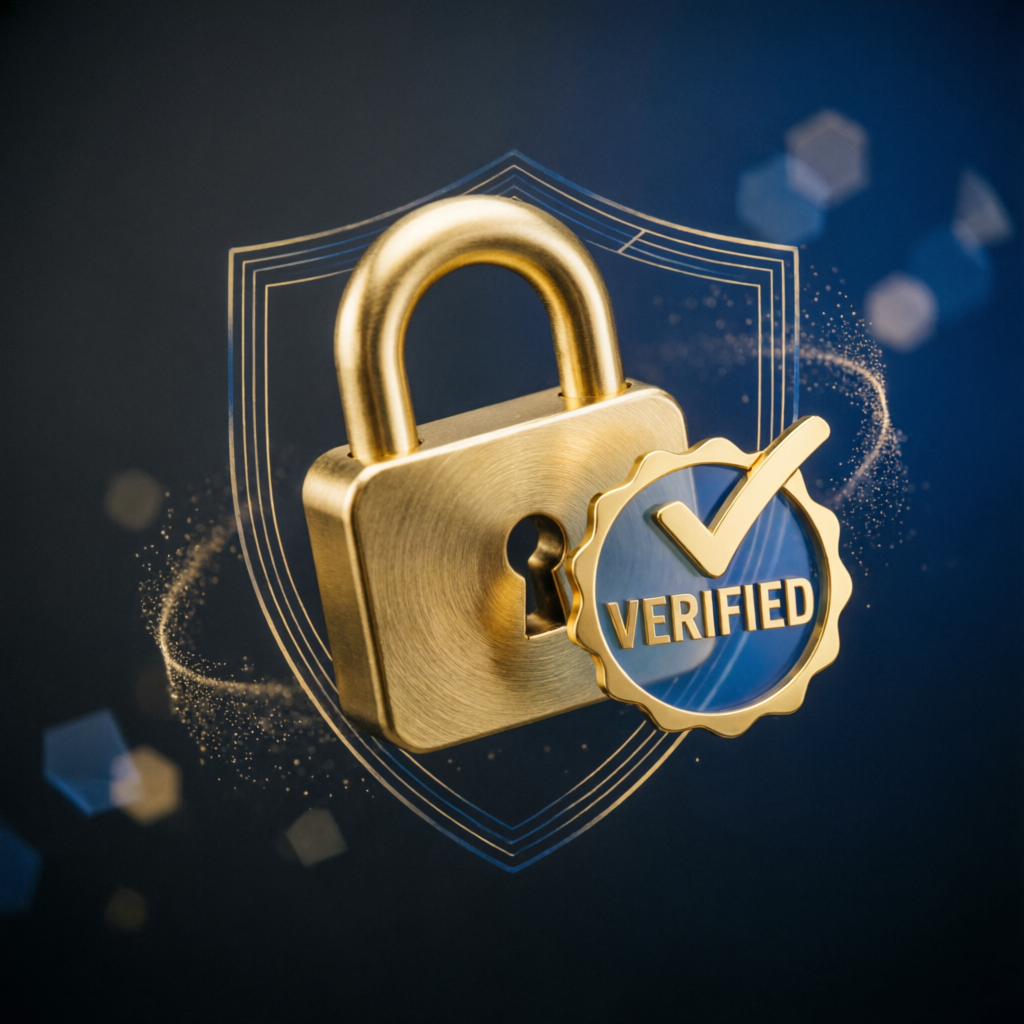 Verified security badge representing trust in Fundway Plus prop firm passing service
