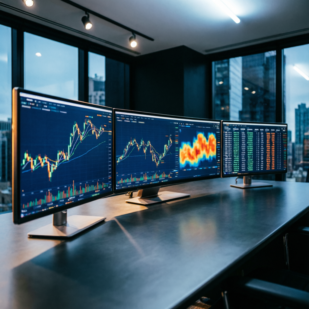 Professional trading desk setup