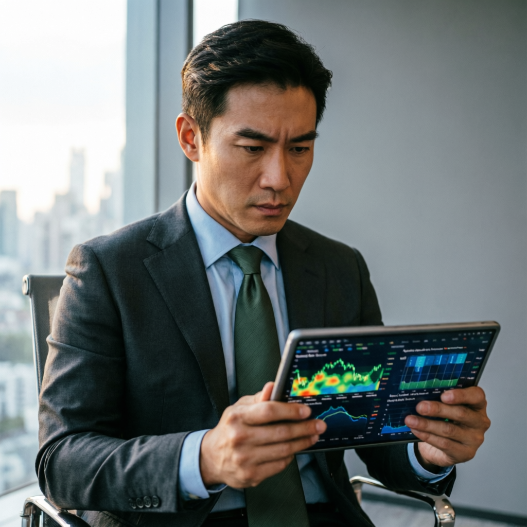 Trader Analyzing Risk Management Metrics