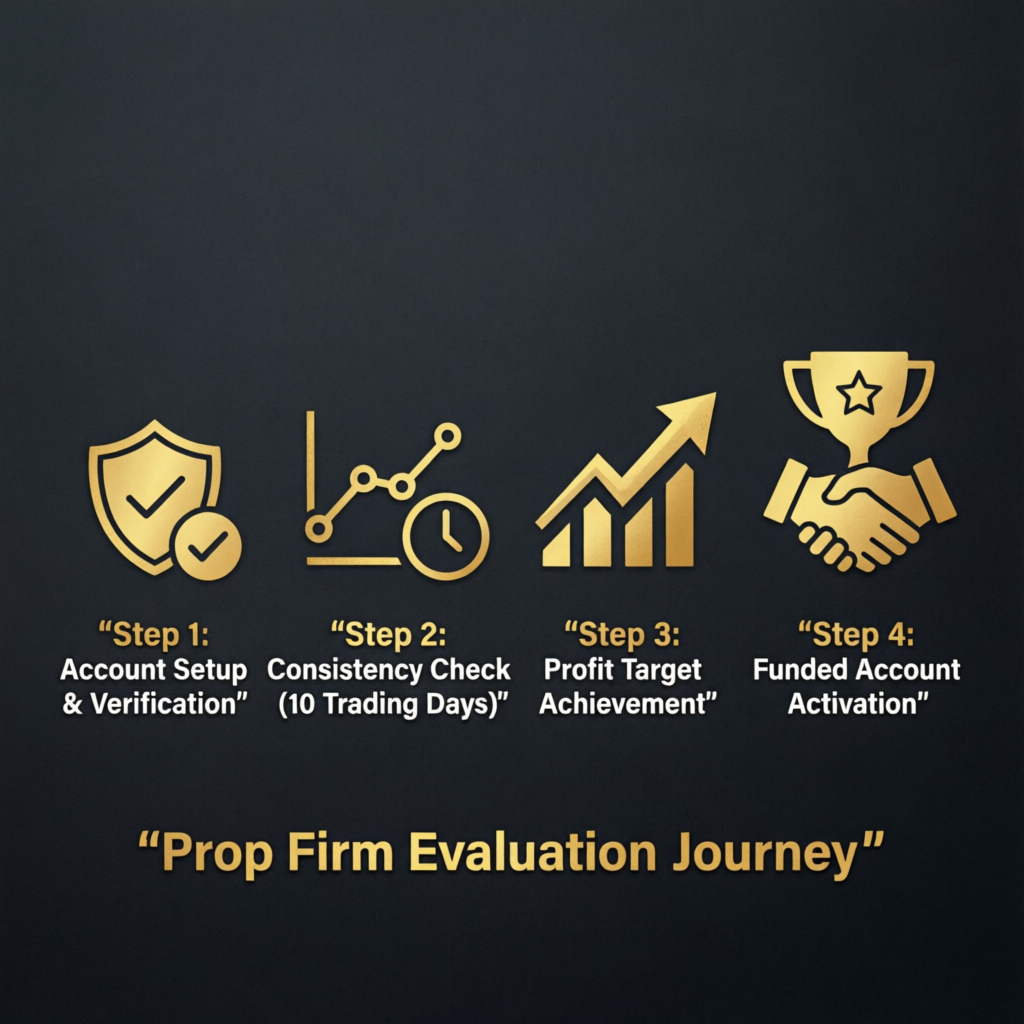Prop firm evaluation journey steps