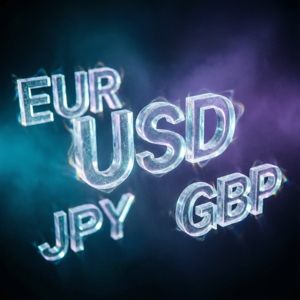 Forex currency pairs EUR USD GBP JPY holographic visualization