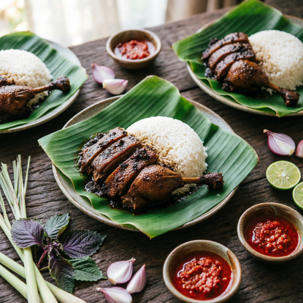 Nasi Bebek Bumbu Hitam Sajian
