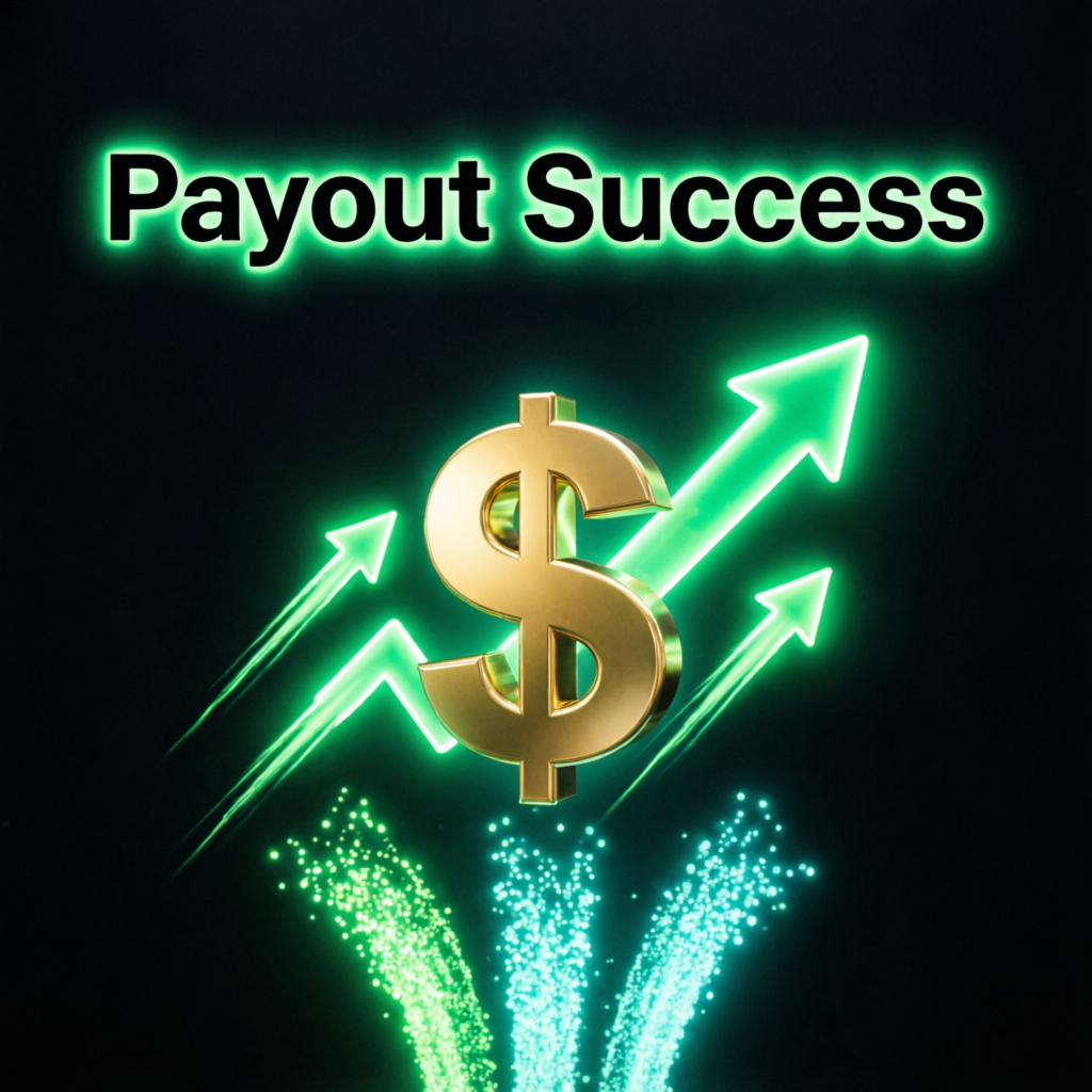 Payout success visualization with profit arrows for Apex Trader Funding