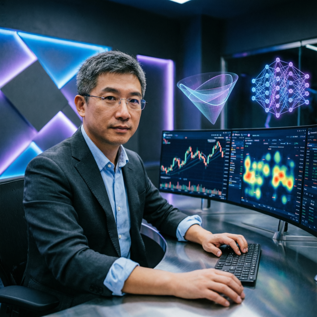 Professional trader analyzing Apex Trader Funding evaluation on multiple screens