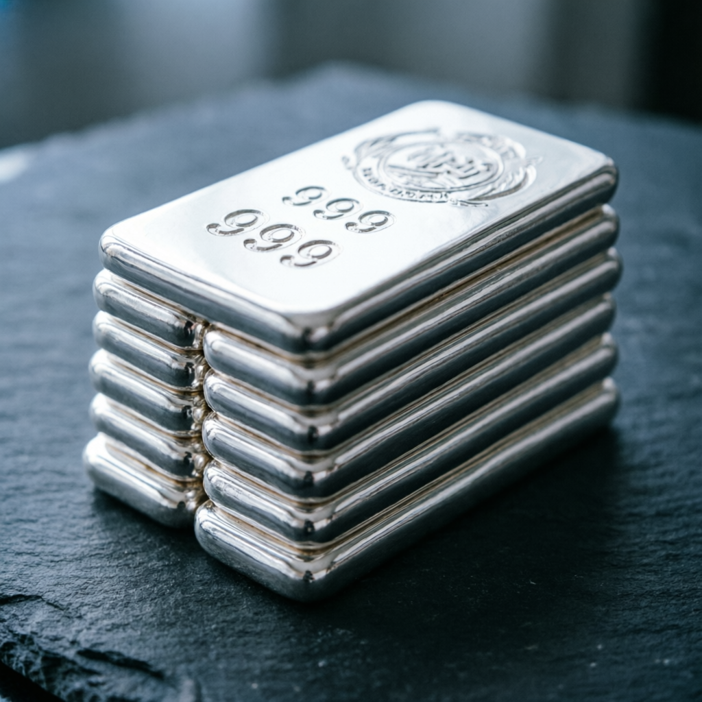 999 fine silver bars with stamped hallmarks — investment-grade silver bullion in Dehradun