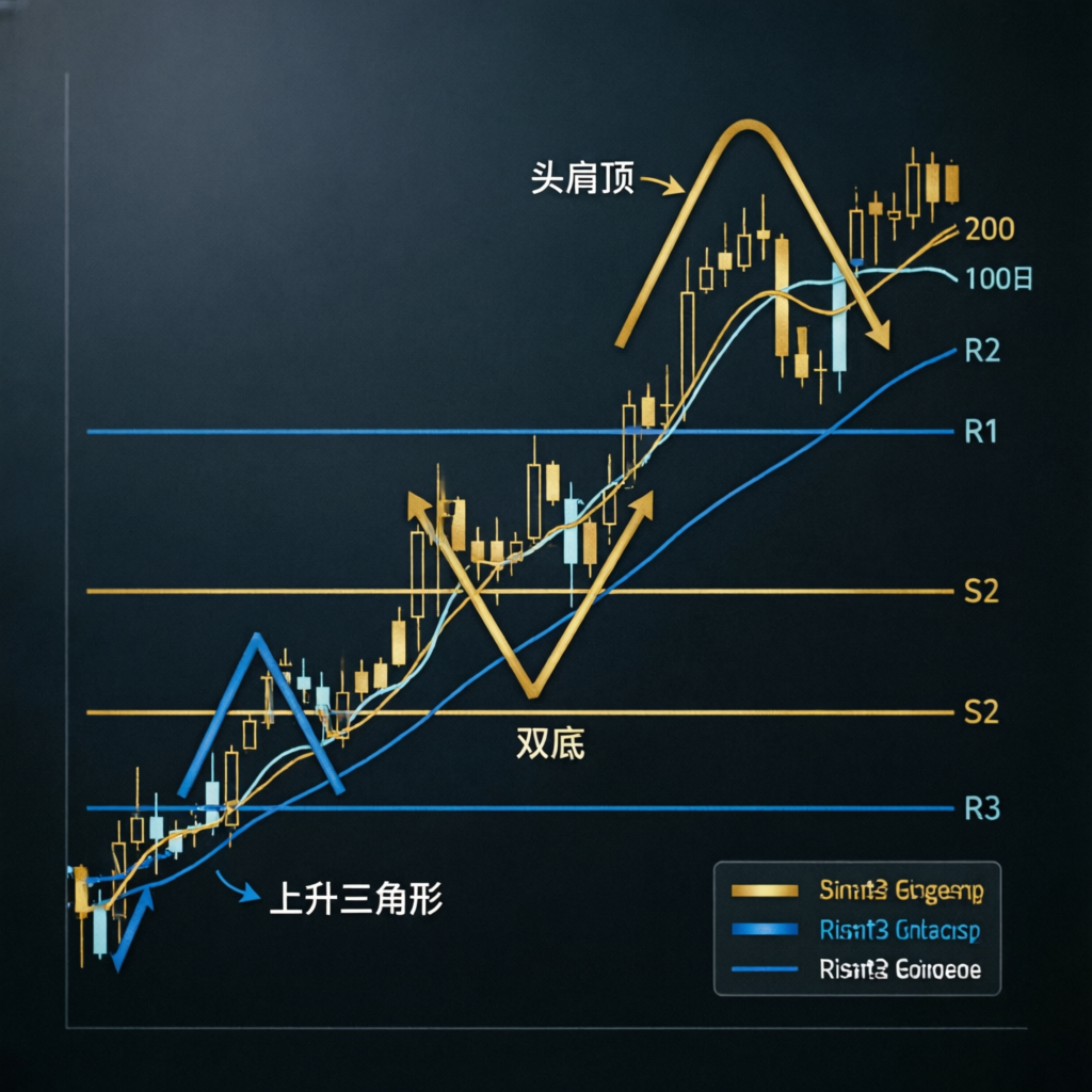 Professional forex trading strategy chart with technical analysis indicators and candlestick patterns