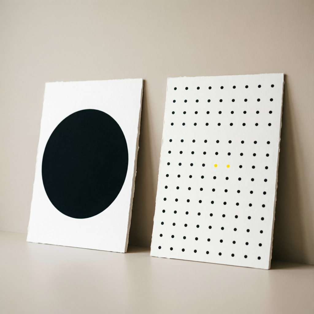 Poster Duo — two Swiss-style art prints with circle motifs