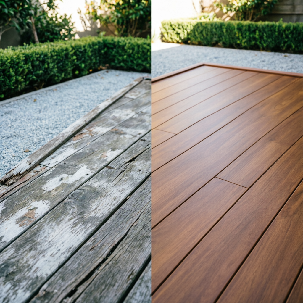 Before and after deck transformation