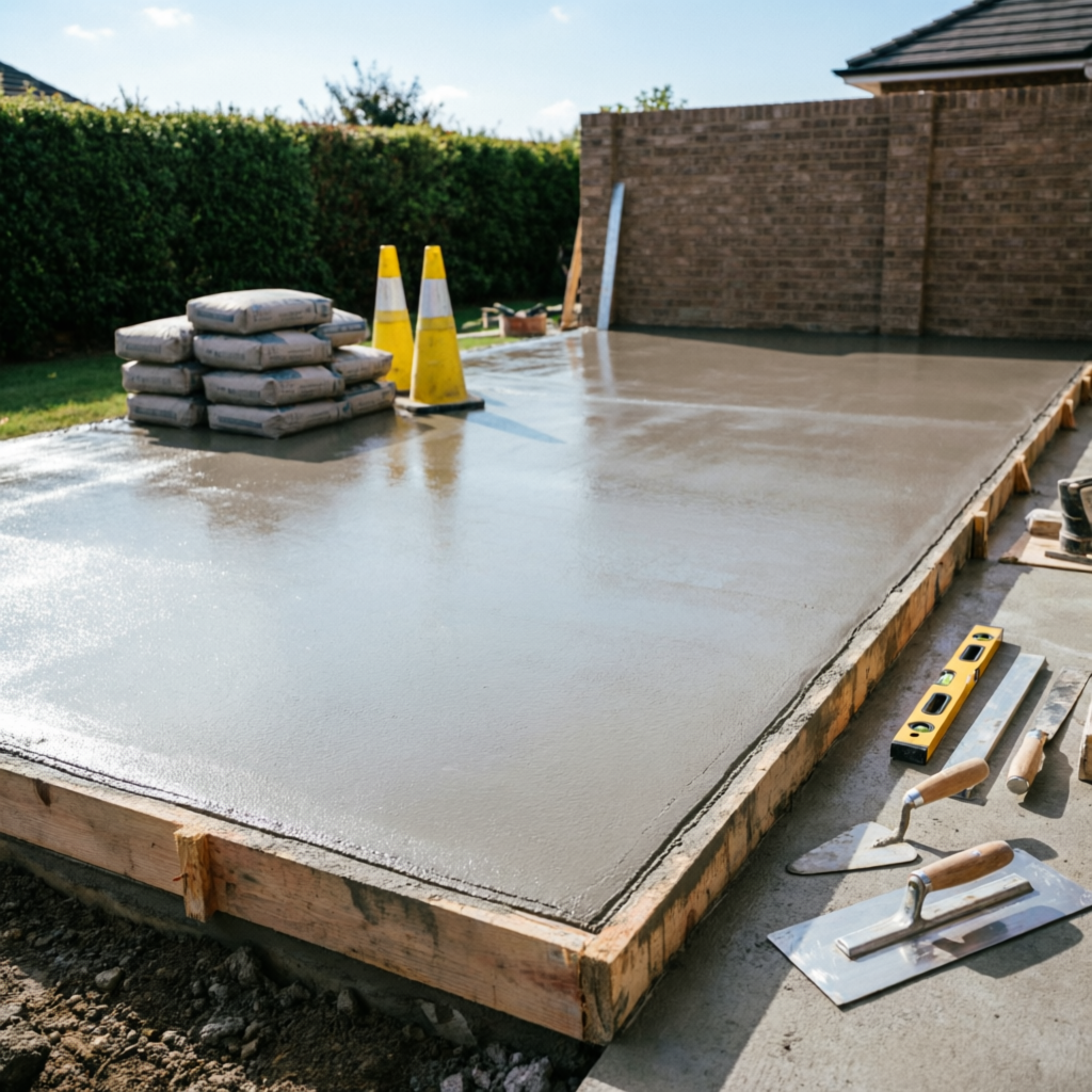 Cement work and concrete patio