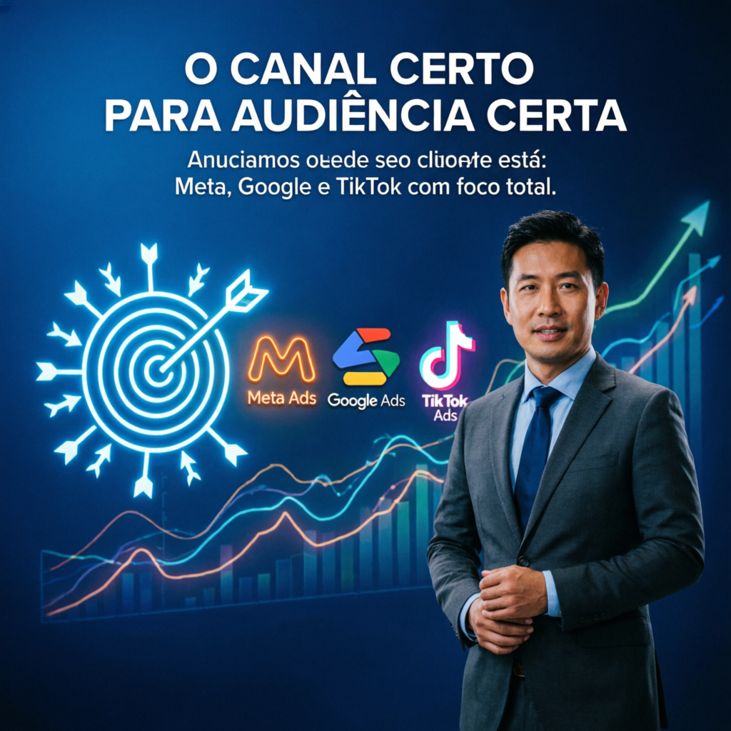 Canais de Anúncio - Meta Ads, Google Ads, TikTok Ads