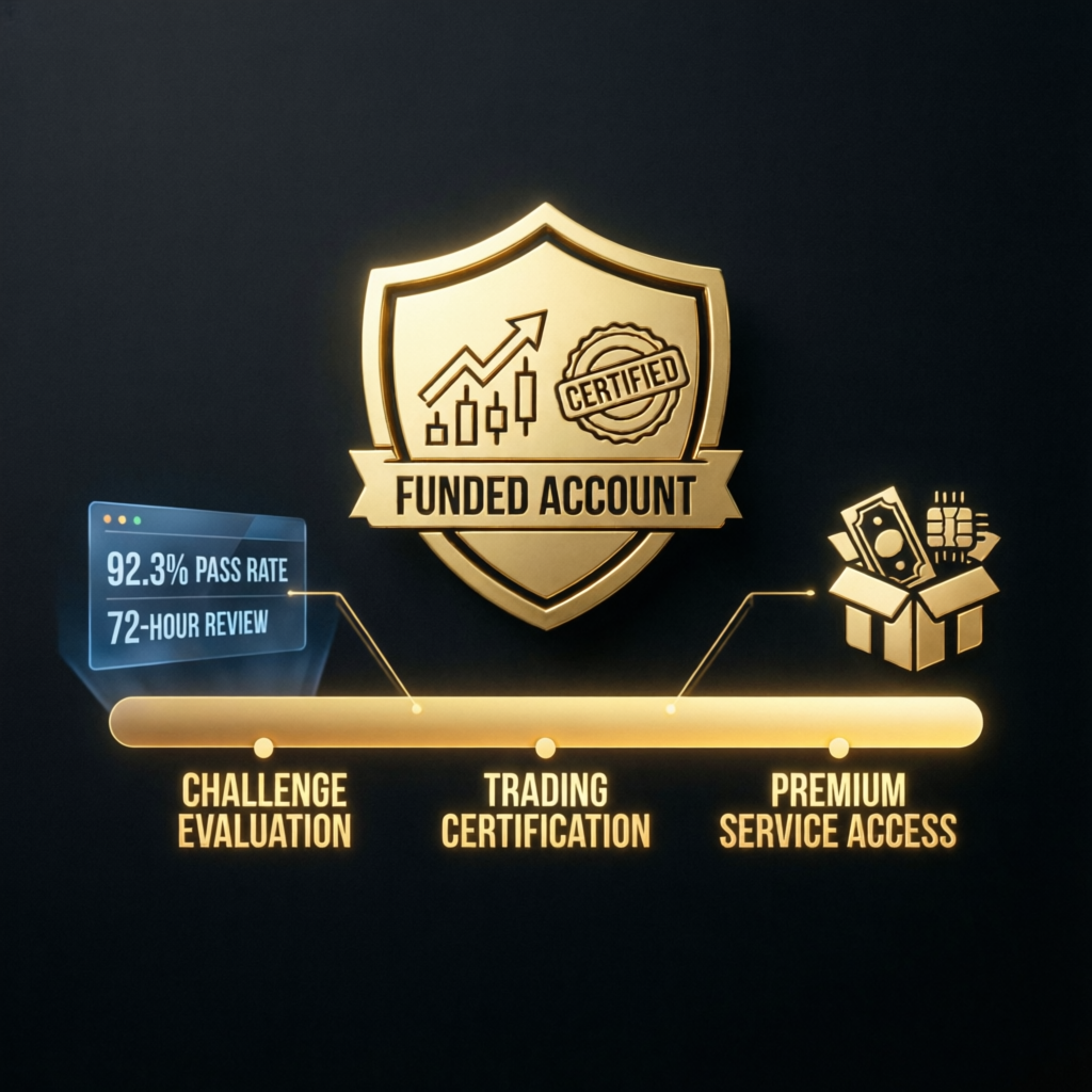 Lux Trading Firm funded account challenge process illustration