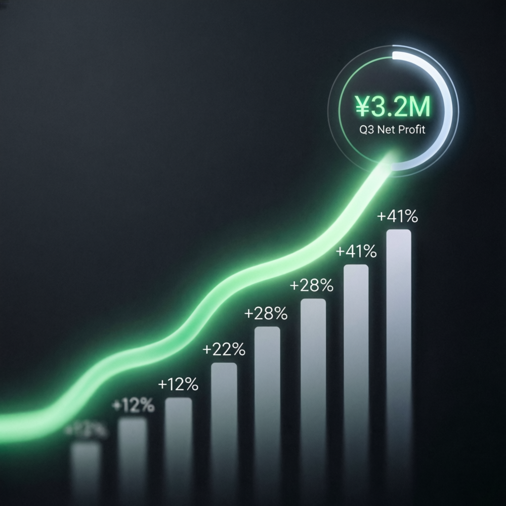 Financial growth chart showing ascending profit trend