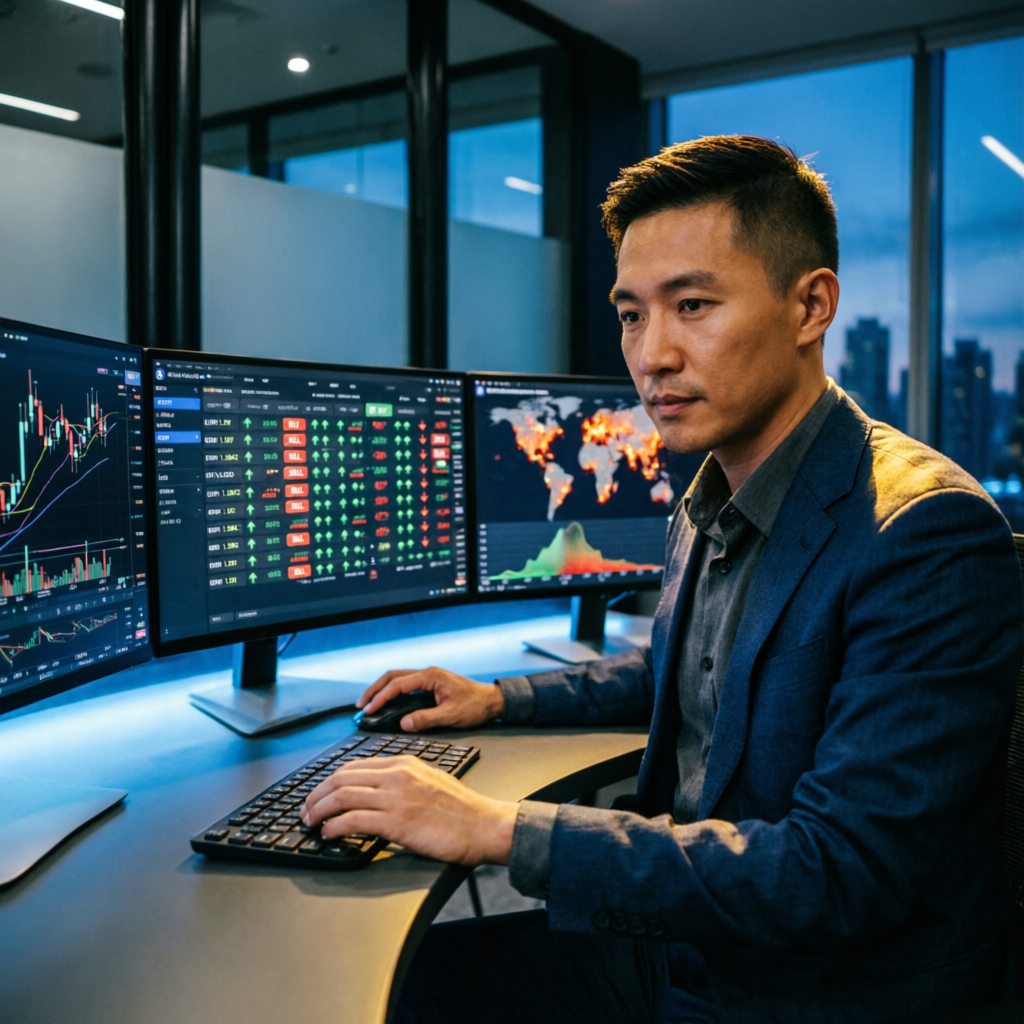 Professional forex trader managing multiple funded accounts successfully
