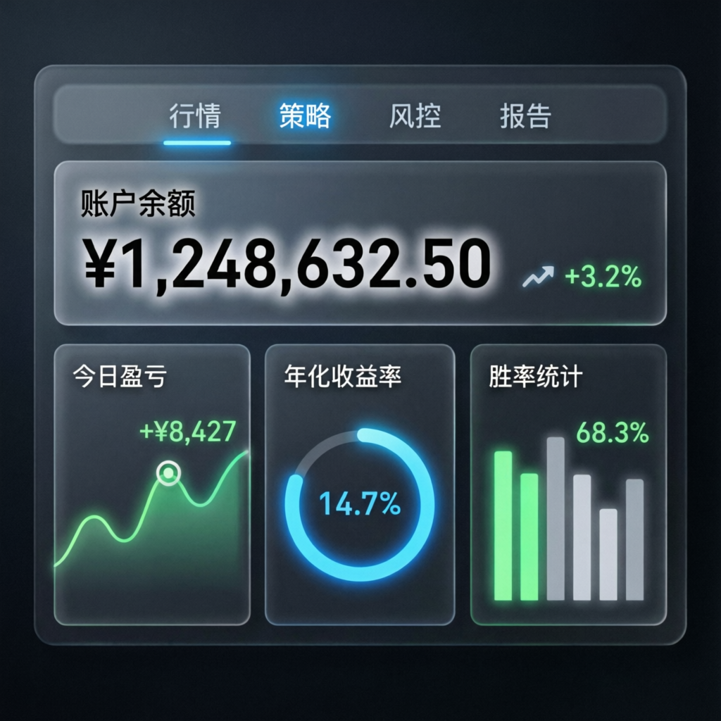 Professional trading dashboard showing funded account performance metrics