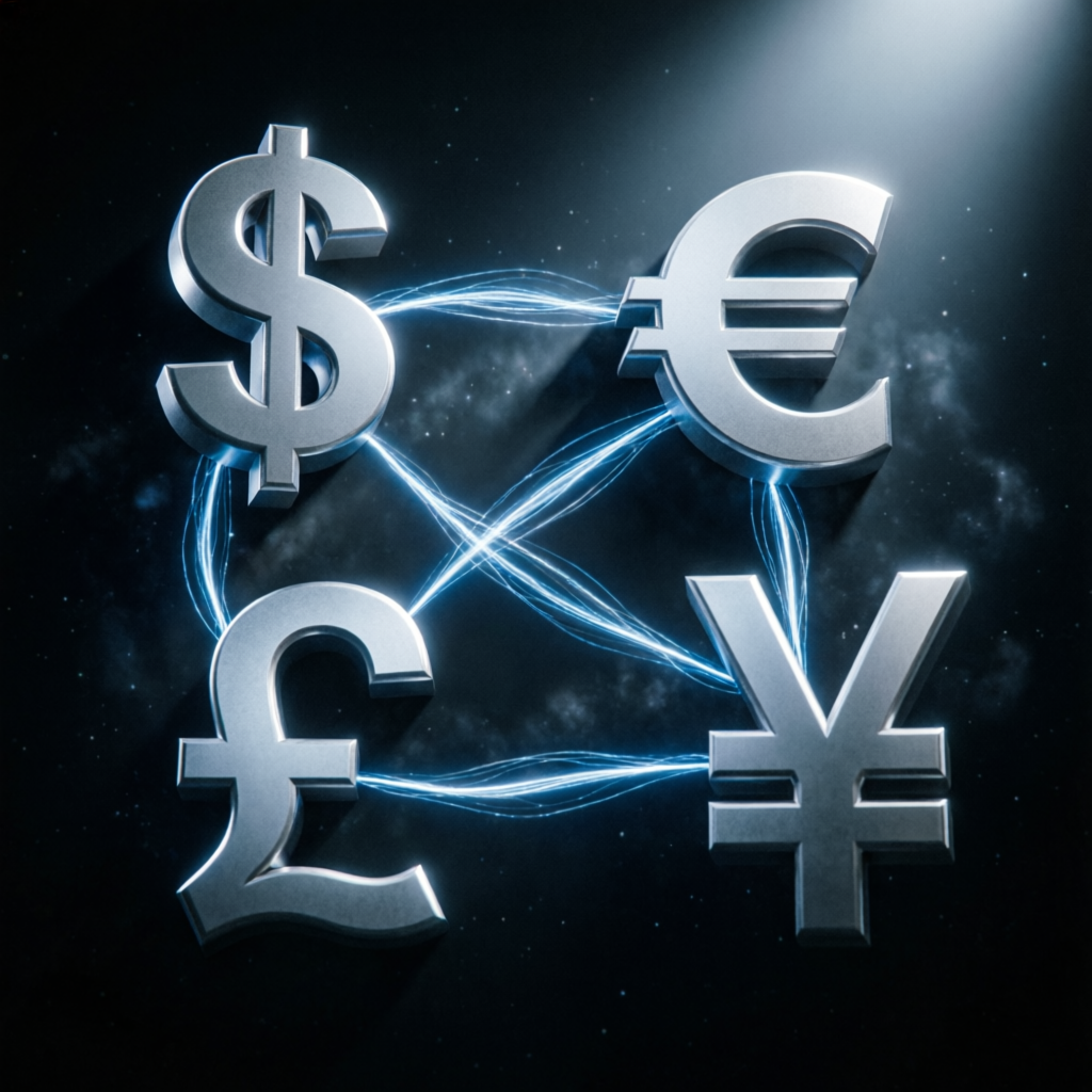 Global currency symbols representing international prop firm comparison