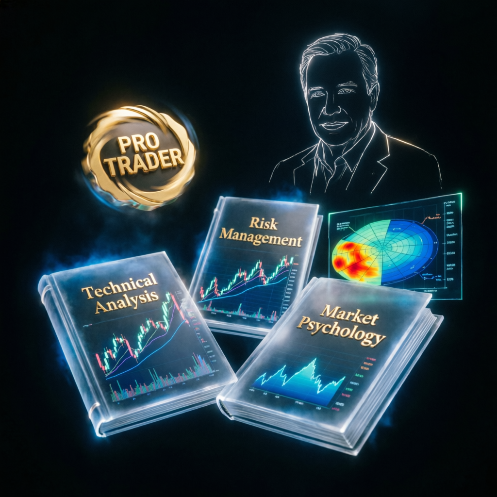 Professional trading education resources including technical analysis, risk management, and market psychology