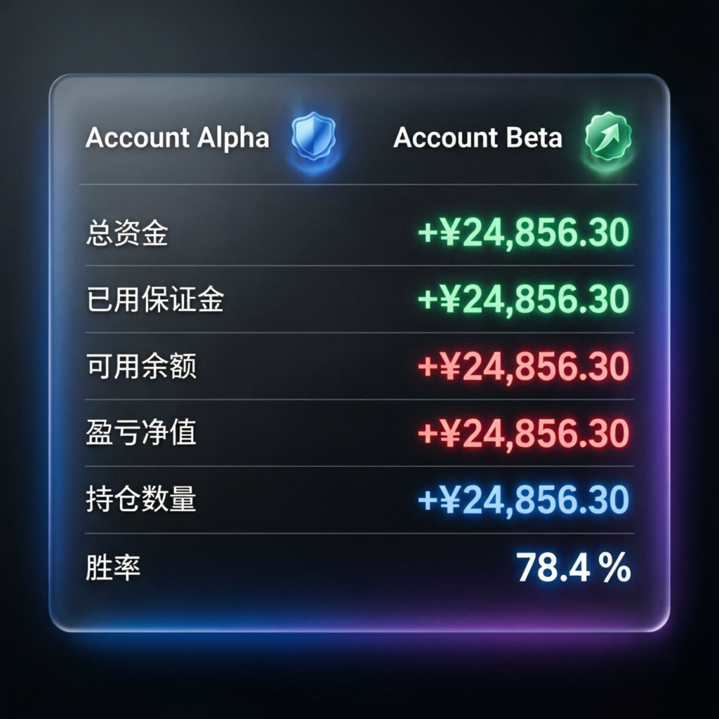 Trading account comparison visualization