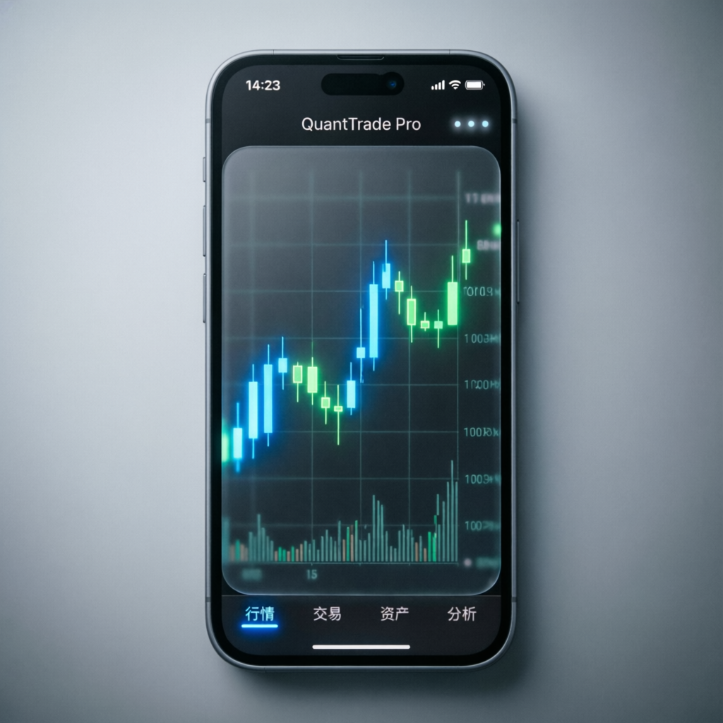 Mobile trading interface showing candlestick charts