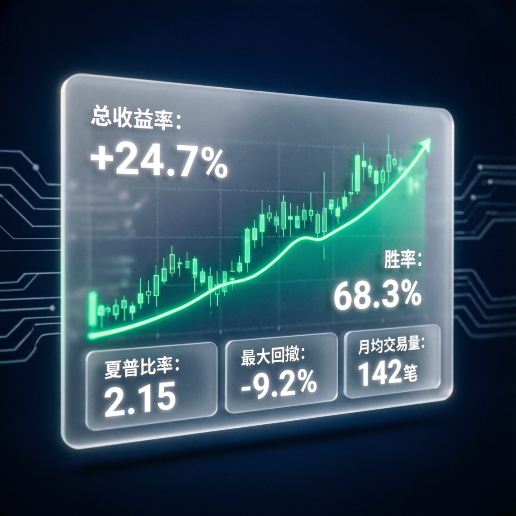 Trading statistics showing success metrics and performance data