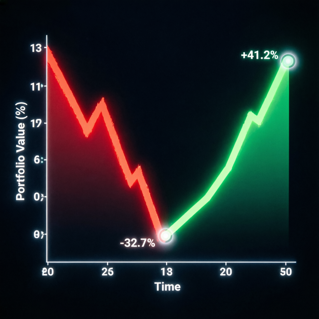 Apex Trader Funding drawdown chart showing portfolio value decline and recovery