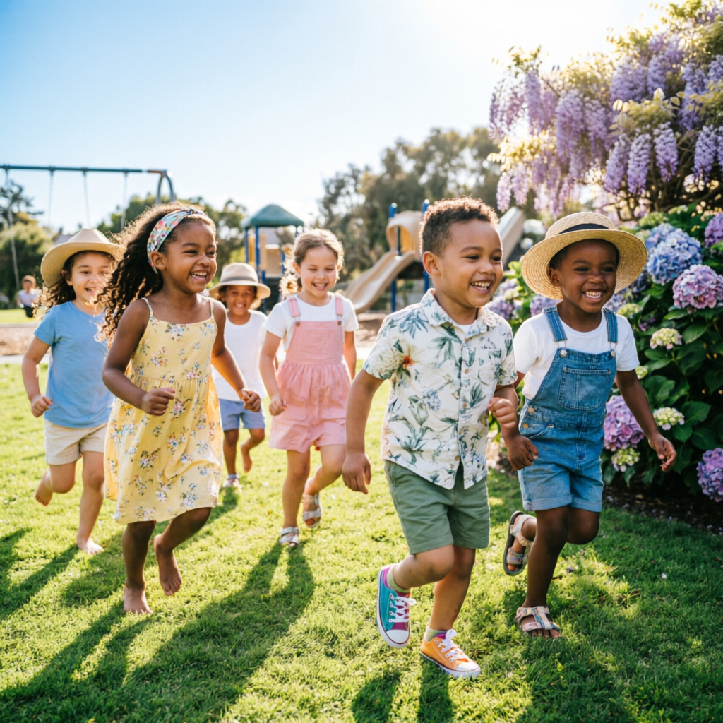 Cute kids outfits for every season - spring collection with floral dresses