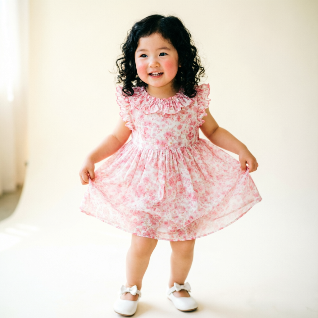 Cute toddler girl wearing trendy toddler outfit for all seasons