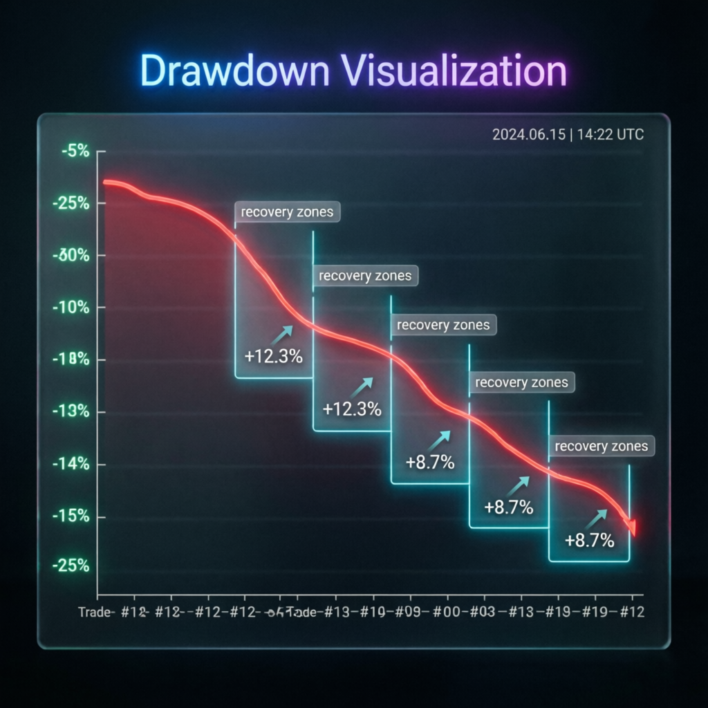 Drawdown visualization chart showing trailing stop loss mechanics