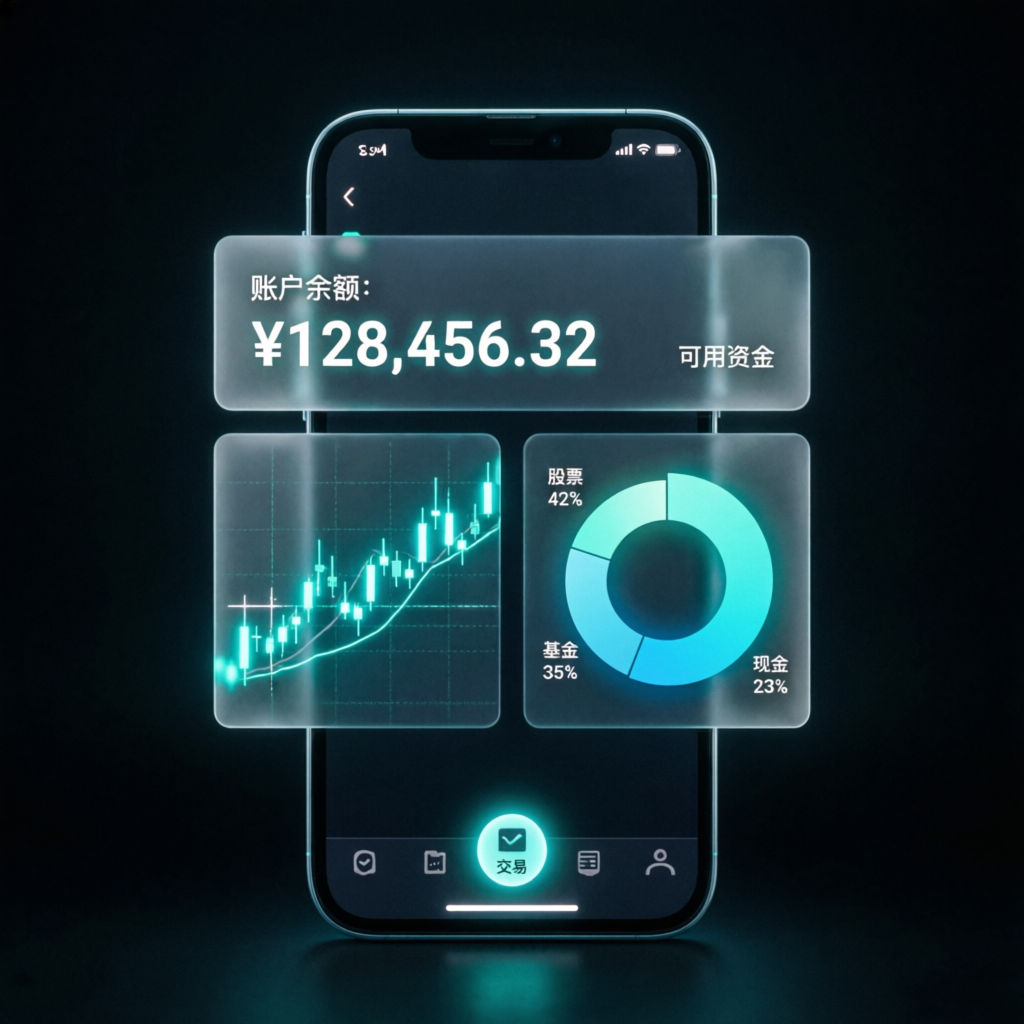 Mobile trading app showing funded account balance and withdrawal options