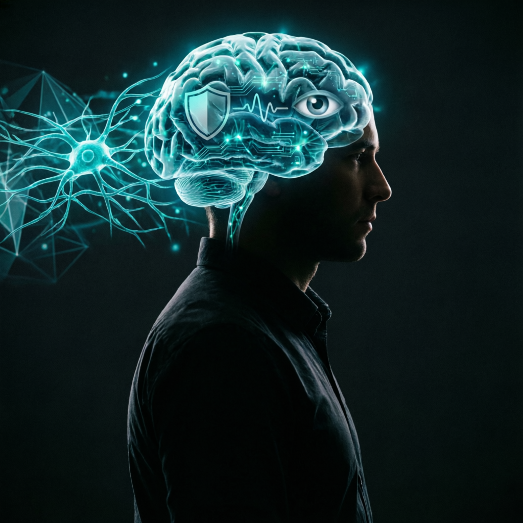 Trading psychology and discipline concept with brain visualization