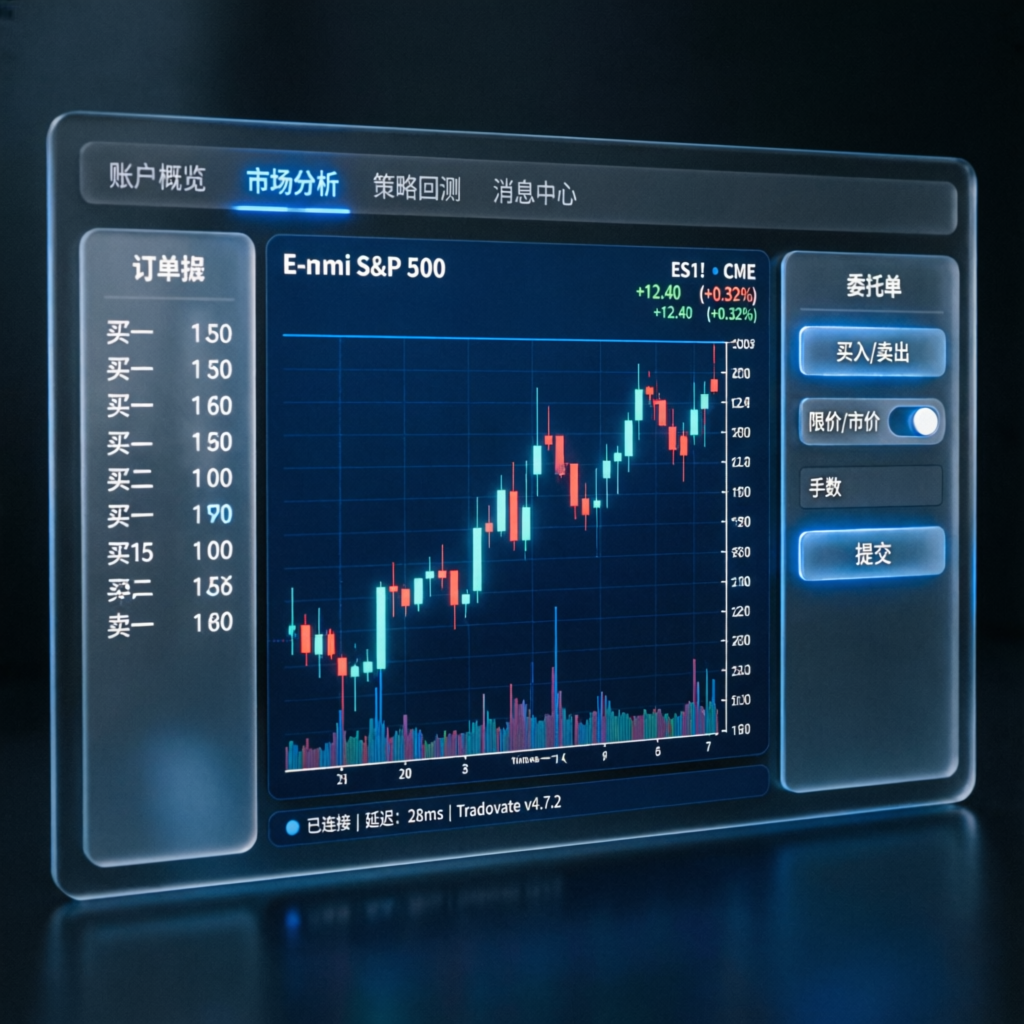 Topstep Tradovate trading platform interface with E-mini S&P 500 charts