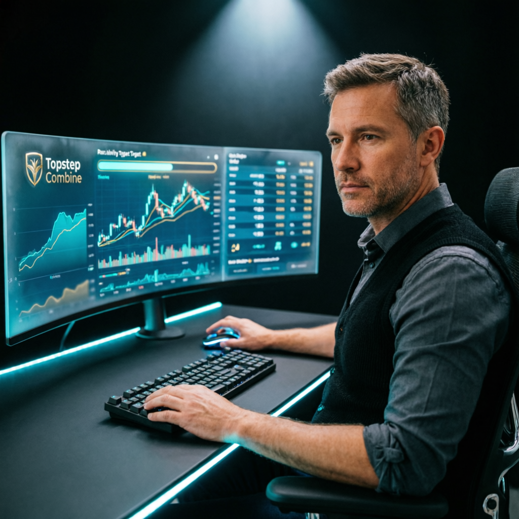 Professional forex trader working on Topstep Trading Combine profit target