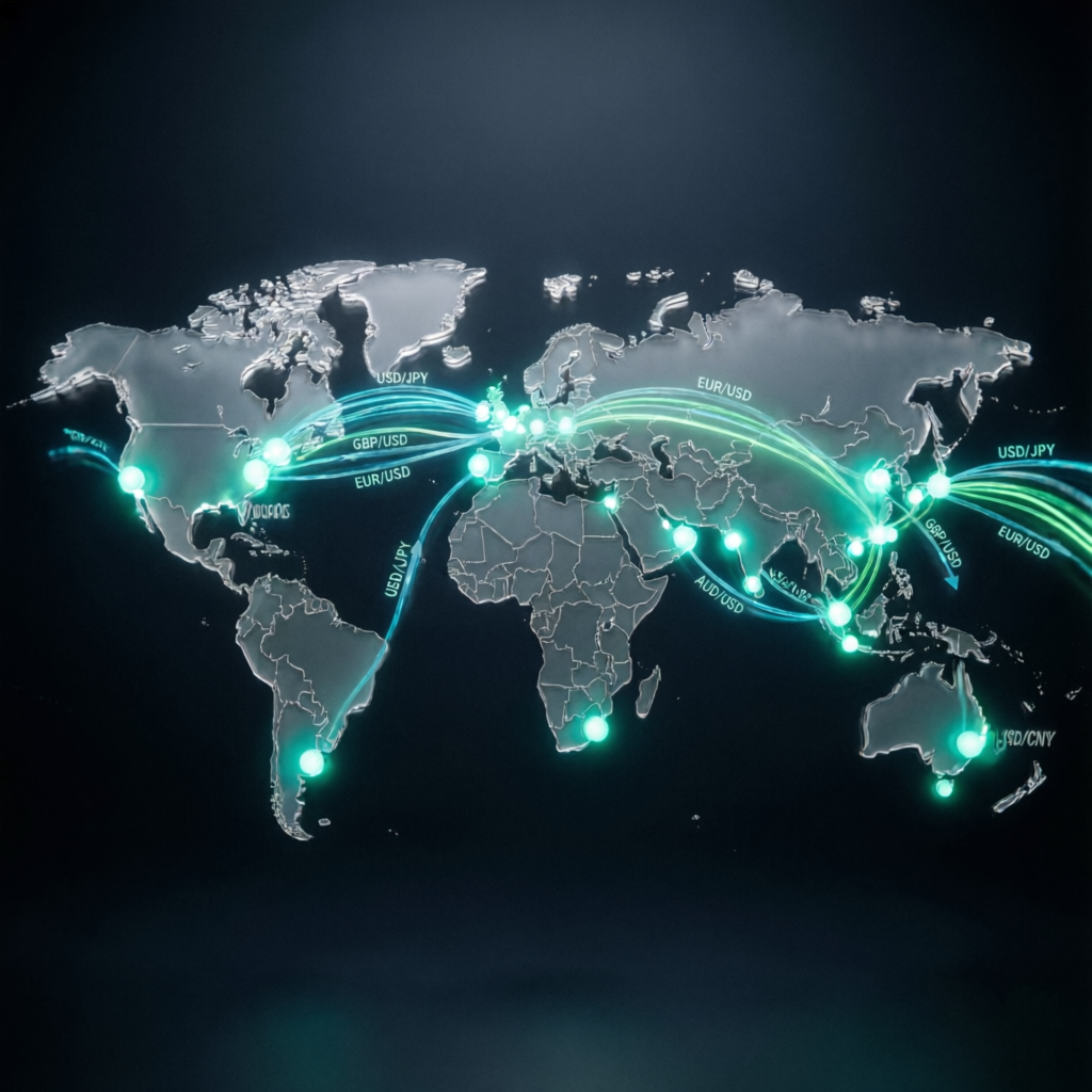 Global forex and futures trading network connecting traders worldwide