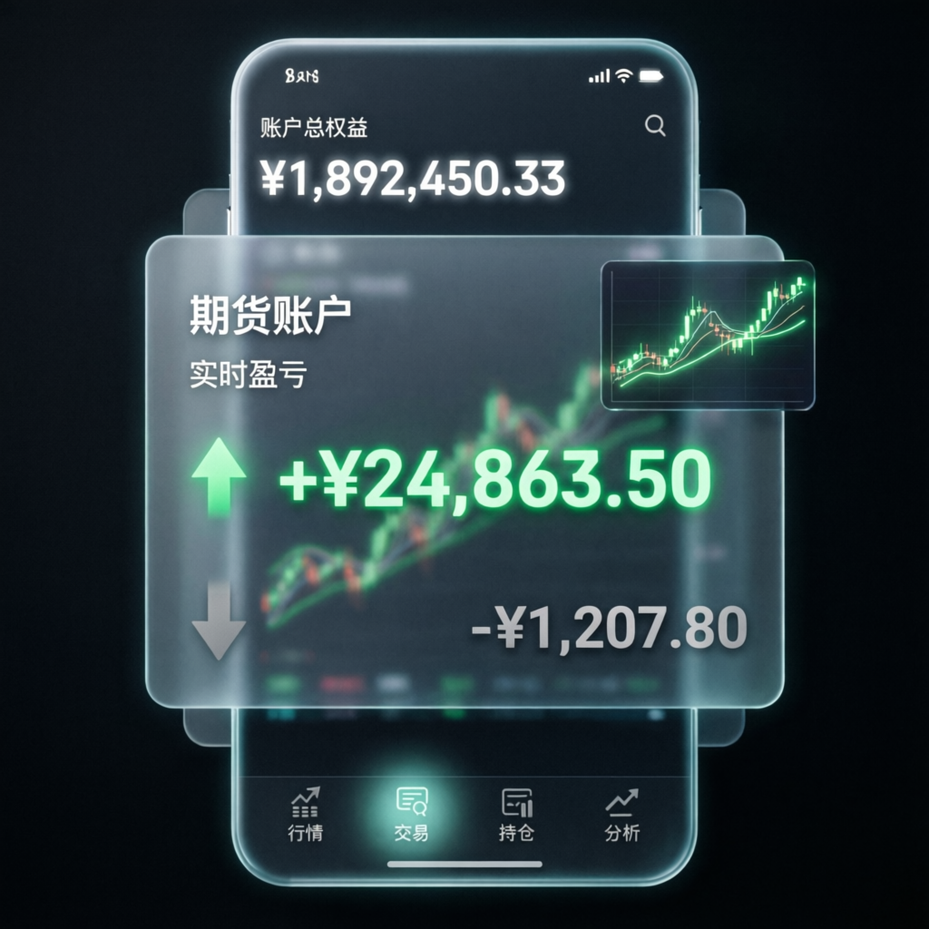 Mobile trading app showing futures account profits on smartphone