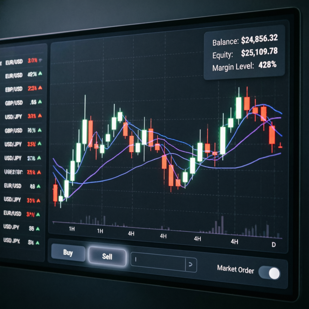 Candlestick chart showing professional trading strategy execution