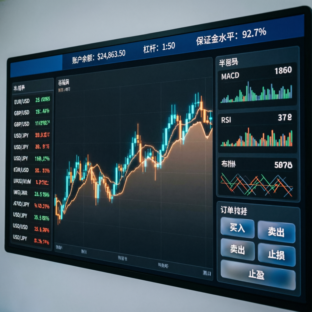 Forex trading dashboard with risk management indicators