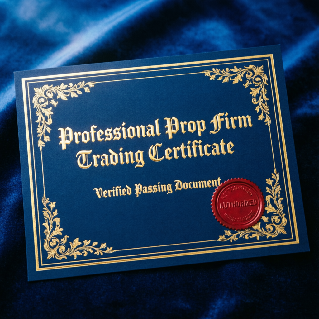 Verified Funding Pips challenge passing certificate