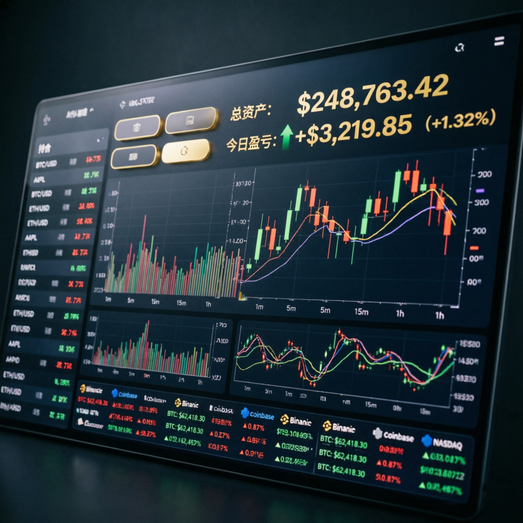 Professional trading dashboard showing live forex charts and profit indicators for prop firm passing service