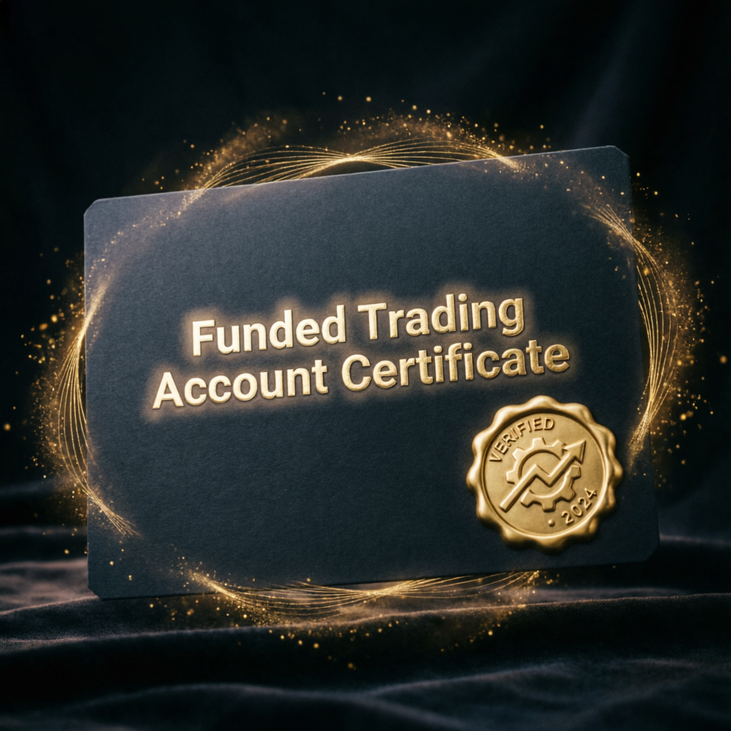 Funded trading account certificate with verified seal