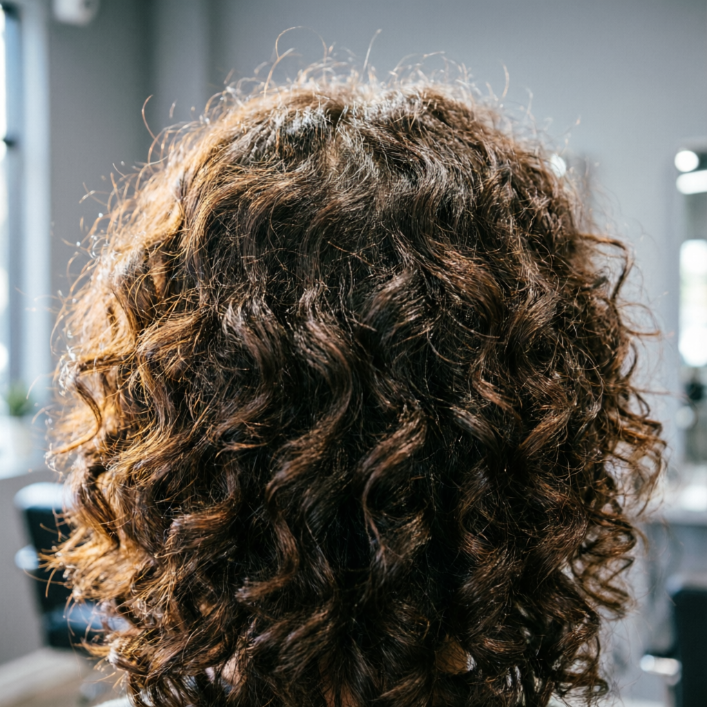 Frizzy, difficult-to-manage hair texture before a smoothing treatment at Rush Salon, Surat