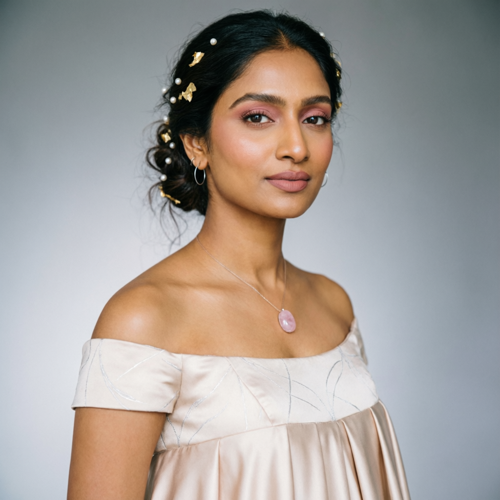 Bride with contemporary modern bridal makeup in soft pastel tones at Rush Salon, Surat