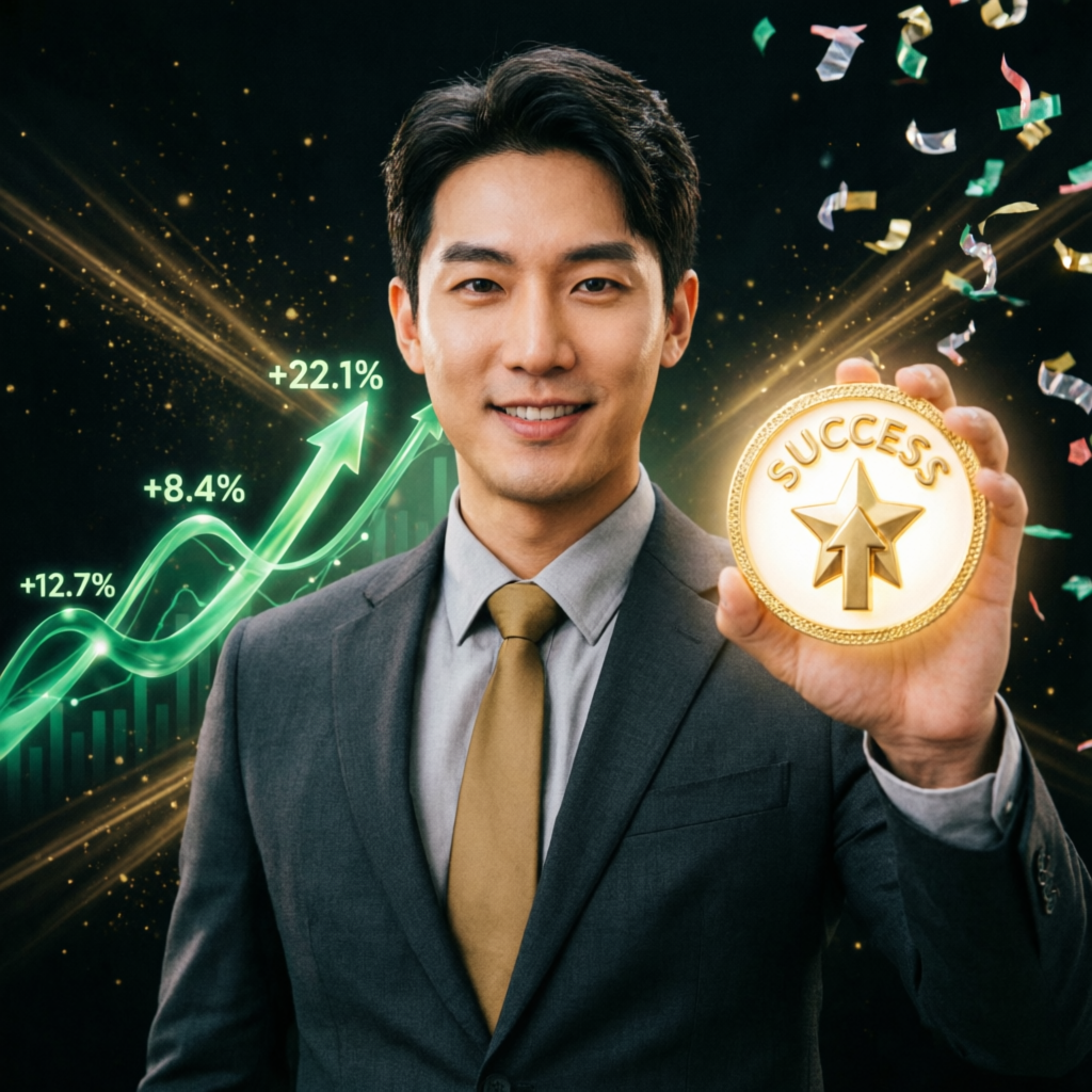 Funded account success celebration with profit charts