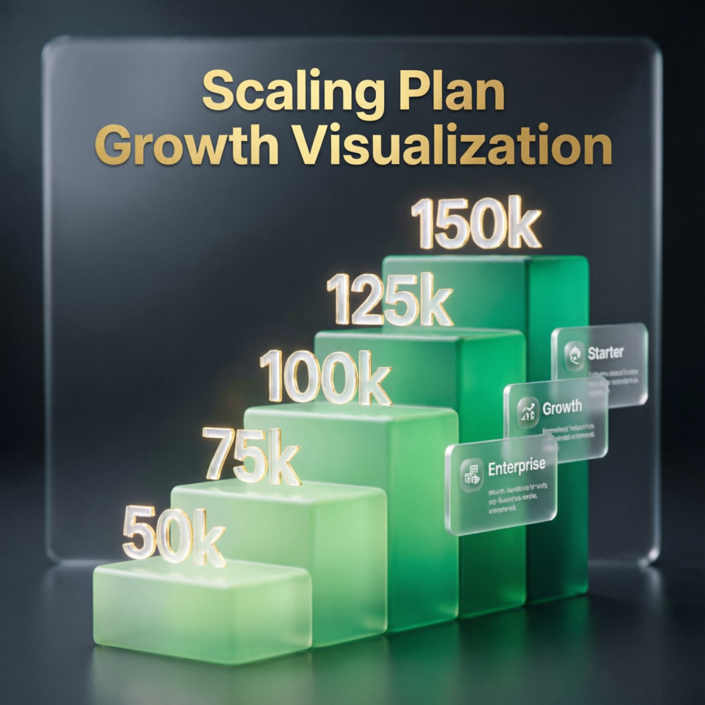 Topstep scaling plan growth visualization showing account size progression