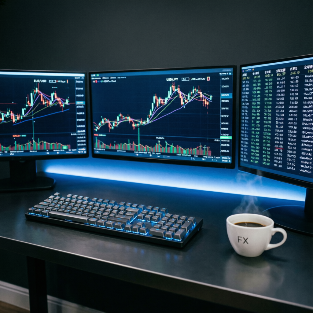 Professional Forex Trading Setup with Multiple Monitors