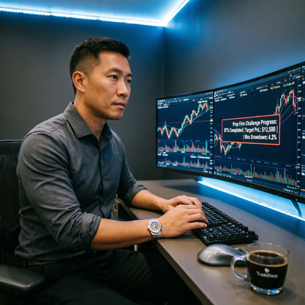 Professional trader using Tradeify Trading Tips to pass prop firm challenge